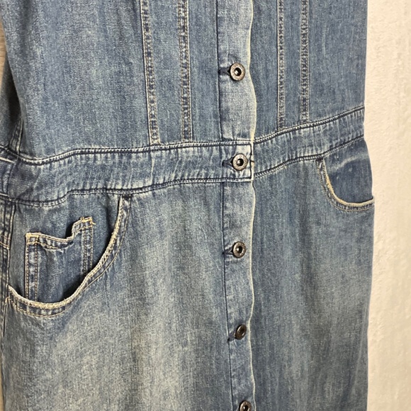 Free People Denim Maxi Dress Vintage Button Down Sleeveless Sz 12 - Picture 5 of 13